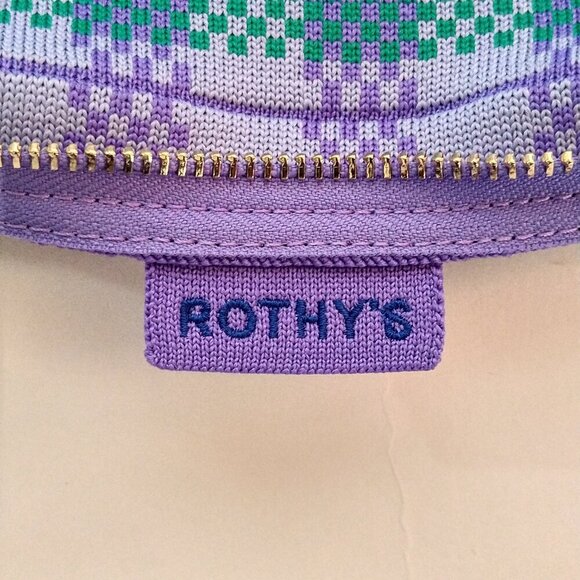 ROTHY'S Retired Wristlet Tote Blueberry Gingham Pattern Sustainable NEW Tags NWT - Picture 2 of 5